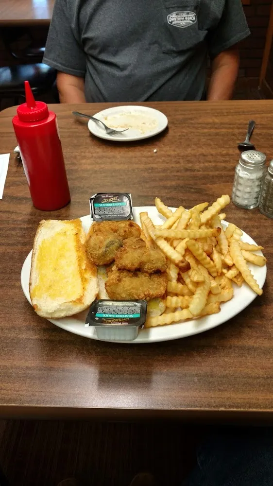 Oyster Sandwich and Fries